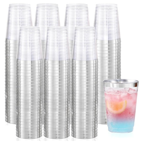 200 Silver Plastic Cups (10oz)
