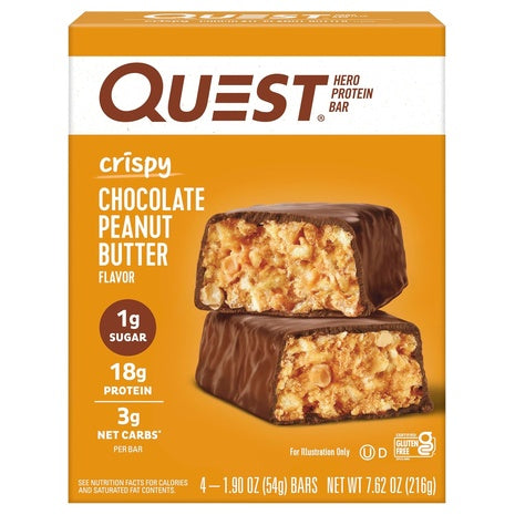 4 Quest Crispy Chocolate Peanut Butter Protein Bars (OU-D)