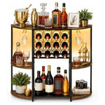 3-Tier Wine Bar Cart With LED Lights, Mini Wine Rack