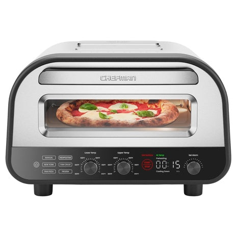 Chefman 12" Indoor Electric Pizza Maker Oven W/ Stone & Peel (Stainless Steel)