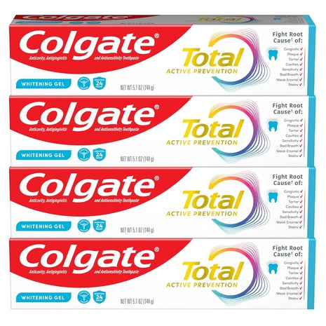 4 Colgate Total Active Prevention Whitening Gel Toothpastes