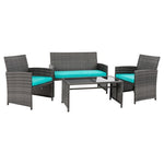 4-Piece Outdoor Ratten Wicker Conversation Patio Furniture Set