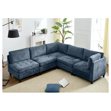 Modular Chenille Cloud Sectional Sofa With Storage Ottoman