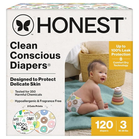 (Sizes Newborn-7) The Honest Company Clean Conscious Diapers
