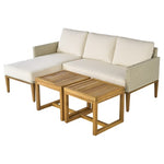 5-Piece Davenport Sofa Lounger W/ 2 Acacia Wood Table, Cushions