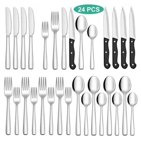 24-Piece Aovky Premium Stainless Steel Flatware Set
