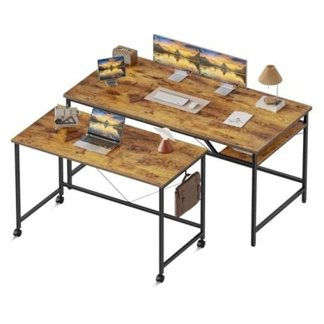 2-Piece Mericonia 48" & 32" Computer Small Rolling Desk