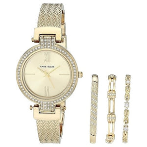 Anne Klein Women's Premium Crystal Accented Watch and Bracelet Set