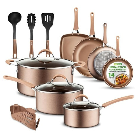 NutriChef 14-Piece Nonstick Cookware Set