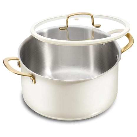Carote 6-QT Tri-Ply Stainless Steel Stock Pot With Lid (White)