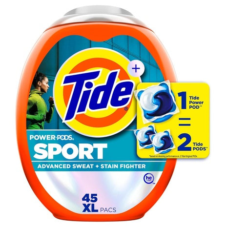 Tide Power Pods Laundry Detergent Pacs with Febreze Sport, 45 Count