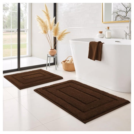 2-Piece Soft Non-Slip Bathroom Rug Set (7 Colors)