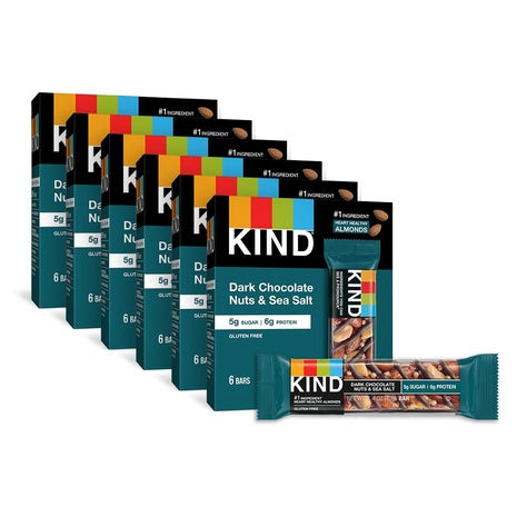 Pack of 36 Kind Bars, Dark Chocolate Nuts and Sea Salt