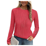 Women's Textured Long Sleeve Crewneck Top (17 Colors)