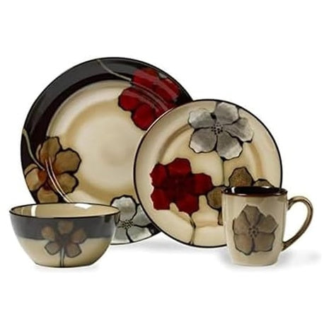 16-Piece Pfaltzgraff Colorful Floral Stoneware Poppies Dinnerware Set
