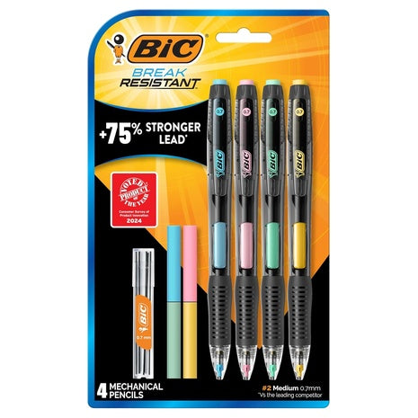 4 BIC Break Resistant Mechanical Pencils with Erasers