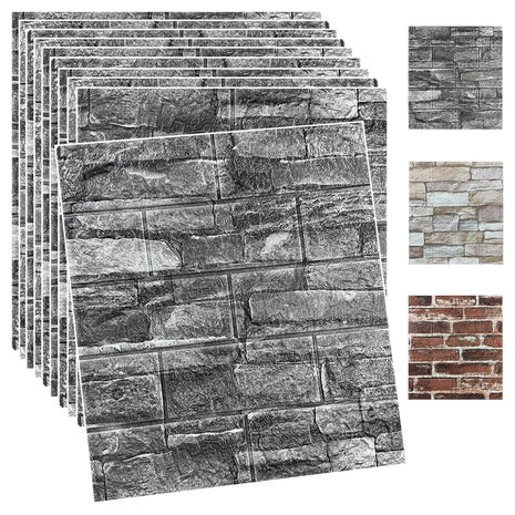 10-Piece 3D Self-Adhesive Peel & Stick Foam Stone Wall Panel