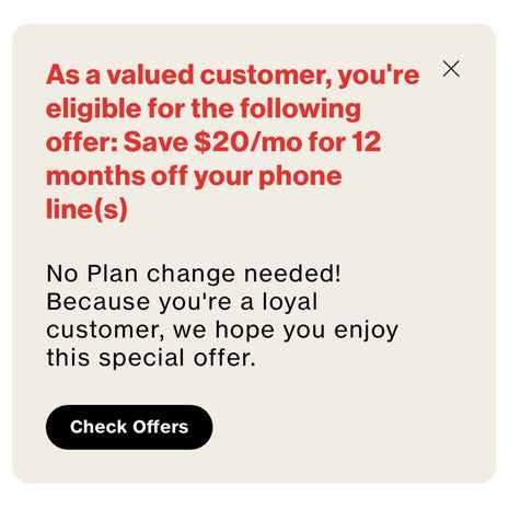 Targeted: Save $20/Month for 12 Months on Verizon Lines!
