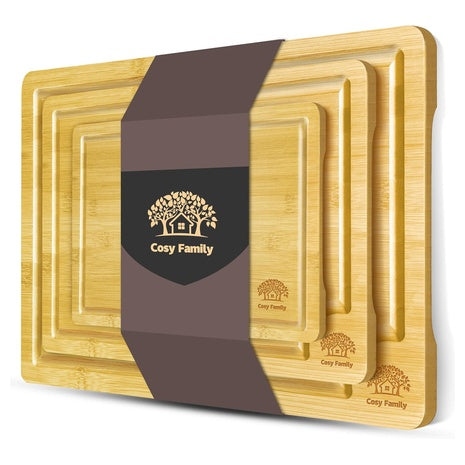 3-Pack Bamboo Cutting Boards with Juice Groove
