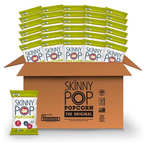 30-Bags SkinnyPop Original Popcorn Snack Size Bags