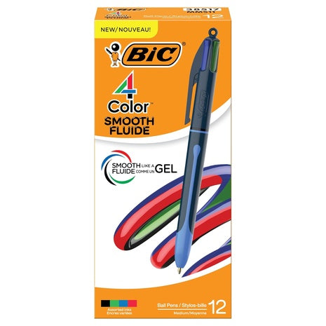 12-Pack BIC 4-Color Retractable Pens