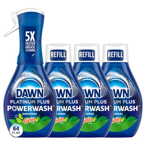 4 Bottles Dawn Powerwash Gain Original Dish Spray Starter Kit & Refills