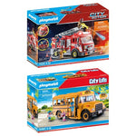 Playmobil Fire Truck & Playmobil School Bus