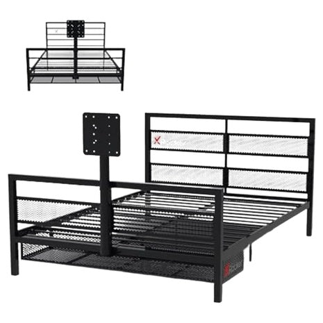 X Rocker Basecamp Full Size Metal Frame Bed With Rotating TV Mount