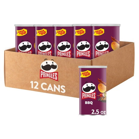 12 Cans Pringles BBQ Potato Crisps (OU-D, 2.5oz)