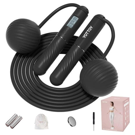 Cordless Ball-Weighted Jump Rope With LCD Display