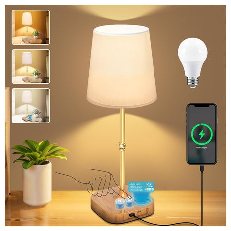 Cordless Touch Table Lamp with LED Display & 8000mAh Battery