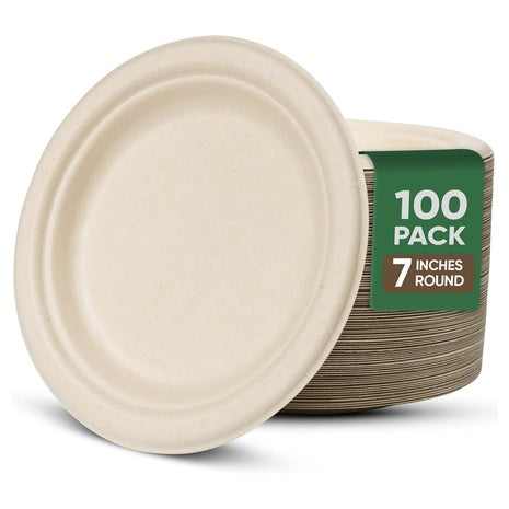 100 Compostable Disposable Plates