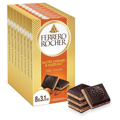 8 Ferrero Rocher Dark Chocolate Salted Caramel & Hazelnut Bars (OU-D, 3.1oz)