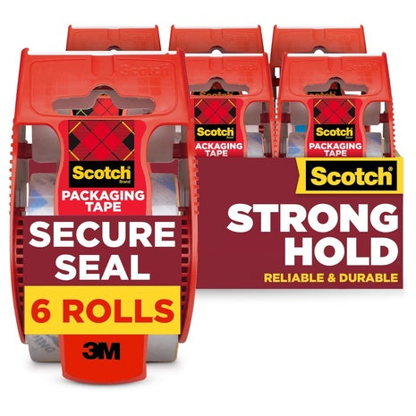 6 Rolls Scotch Secure Seal Packing Tape with Dispensers