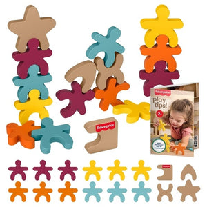 16 Piece Fisher-Price Wood Montessori Stacking Shapes Set