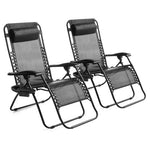 2 Zero Gravity Lounge Chairs with Drink Trays