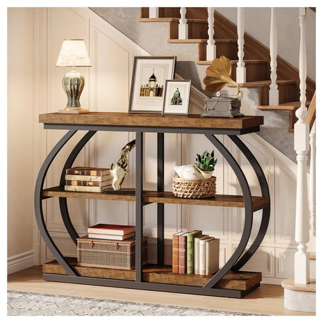 Tribesigns 41.3" Industrial 3-Tier Console Table With Storage Shelves