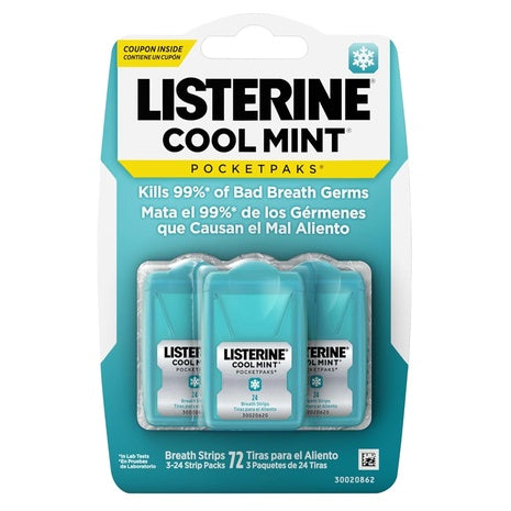 3-Pack Listerine PocketPaks Cool Mint Breath Strips