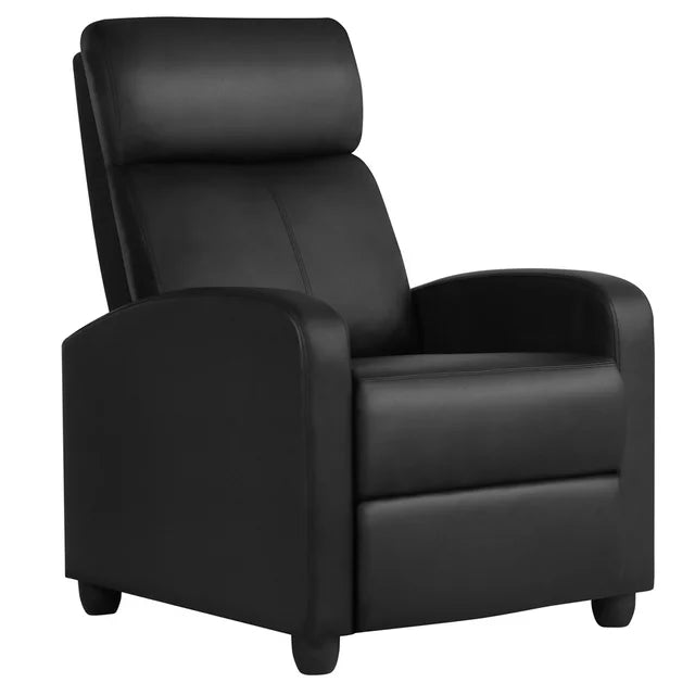 Faux Leather Push Back Theater Recliner Chair with Footrest (5 Colors)