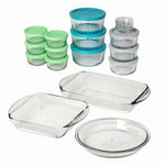 Anchor Hocking Juego de recipientes de almacenamiento de alimentos de vidrio de 30 piezas y platos de vidrio para hornear