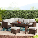 5-Piece Wicker Sectional Dining Set