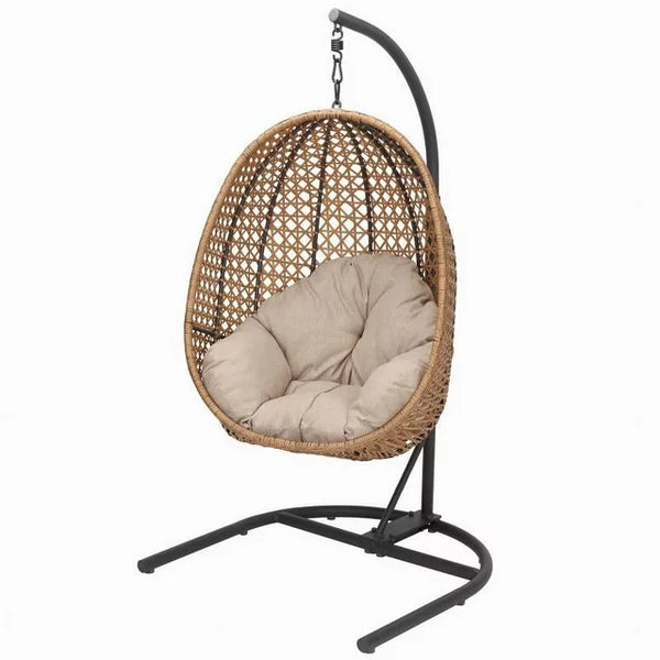 Silla colgante tipo huevo con soporte