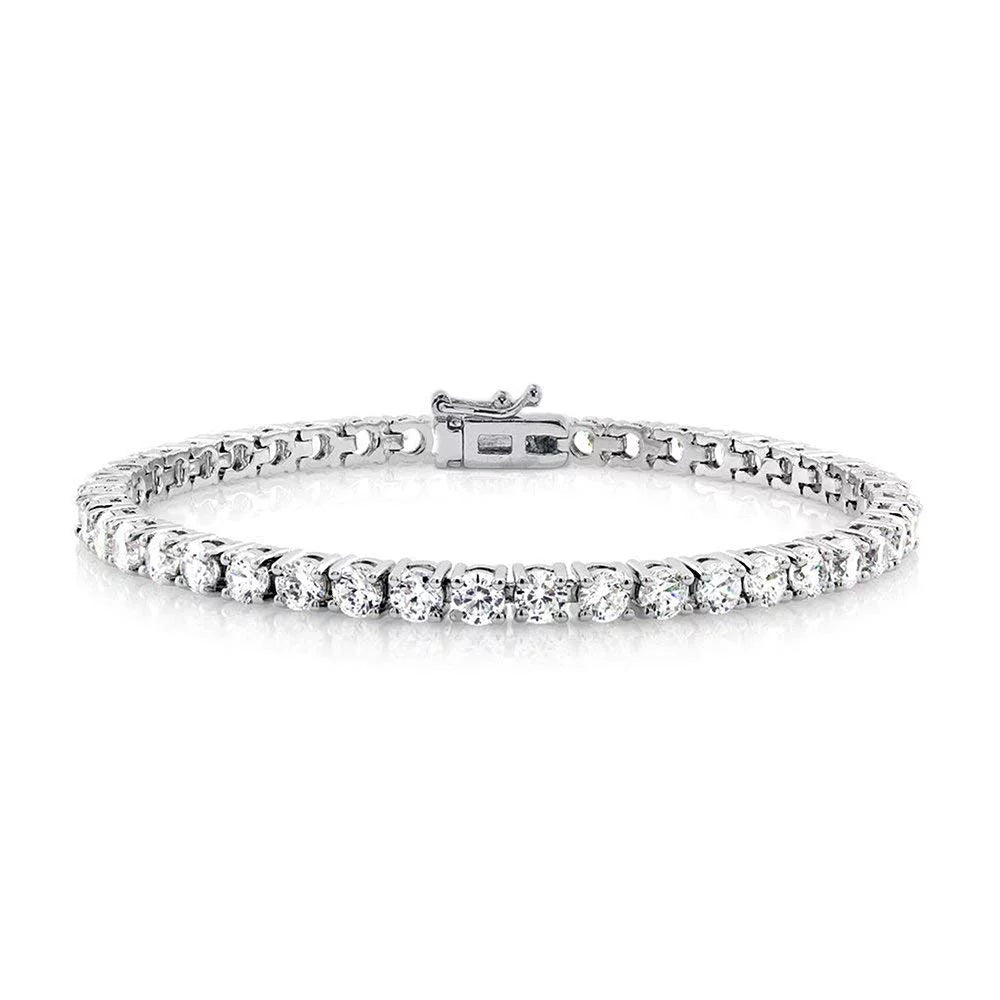 18k White Gold Plated Silver Tennis Bracelet with CZ Crystals