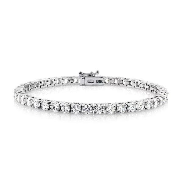 Pulsera Tennis de Plata Chapada en Oro Blanco de 18k con Cristales CZ