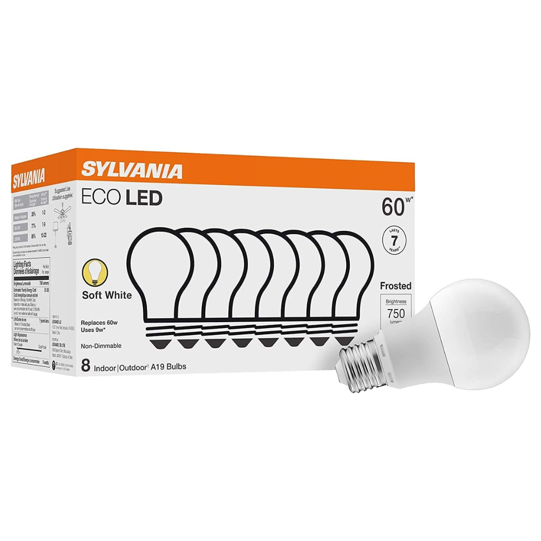 8 Sylvania ECO LED A19 Light Bulbs