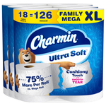 18 Family Mega XL Rolls Charmin Ultra Soft Toilet Paper
