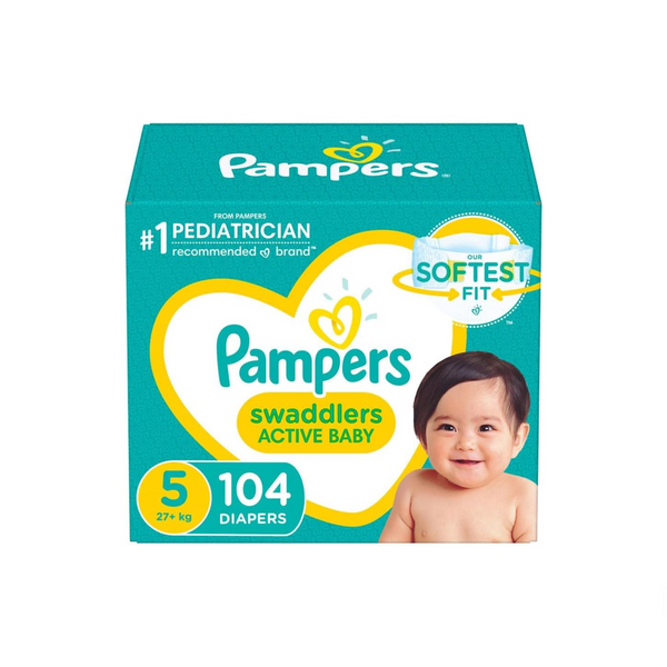 104 Pampers Swaddlers Active Size 5 Diapers