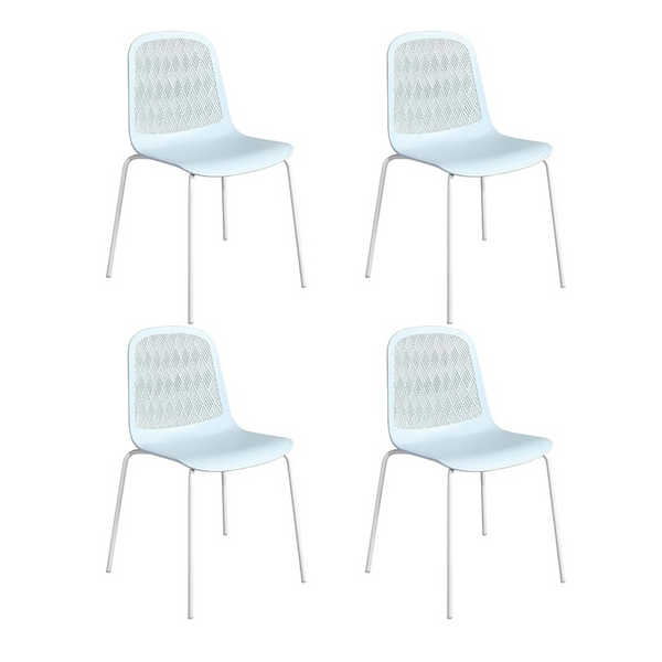 Set Of 4 Armless Modern Chairs With Metal Legs