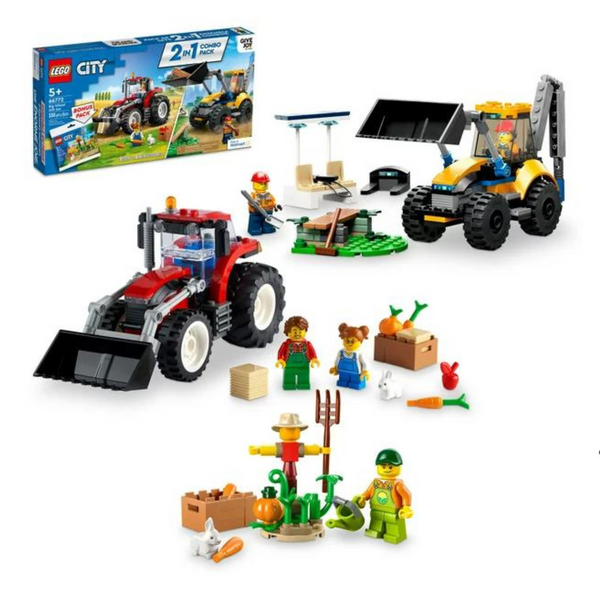Lego 2 in 1 Tractor and Construction Digger Building Toy Set