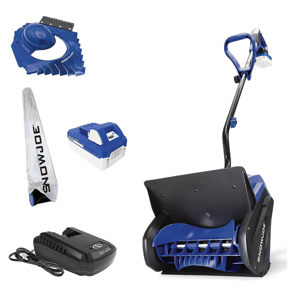 Snow Joe Snow Shovel Kit With Battery + Charger + Cover + Ice Dozer